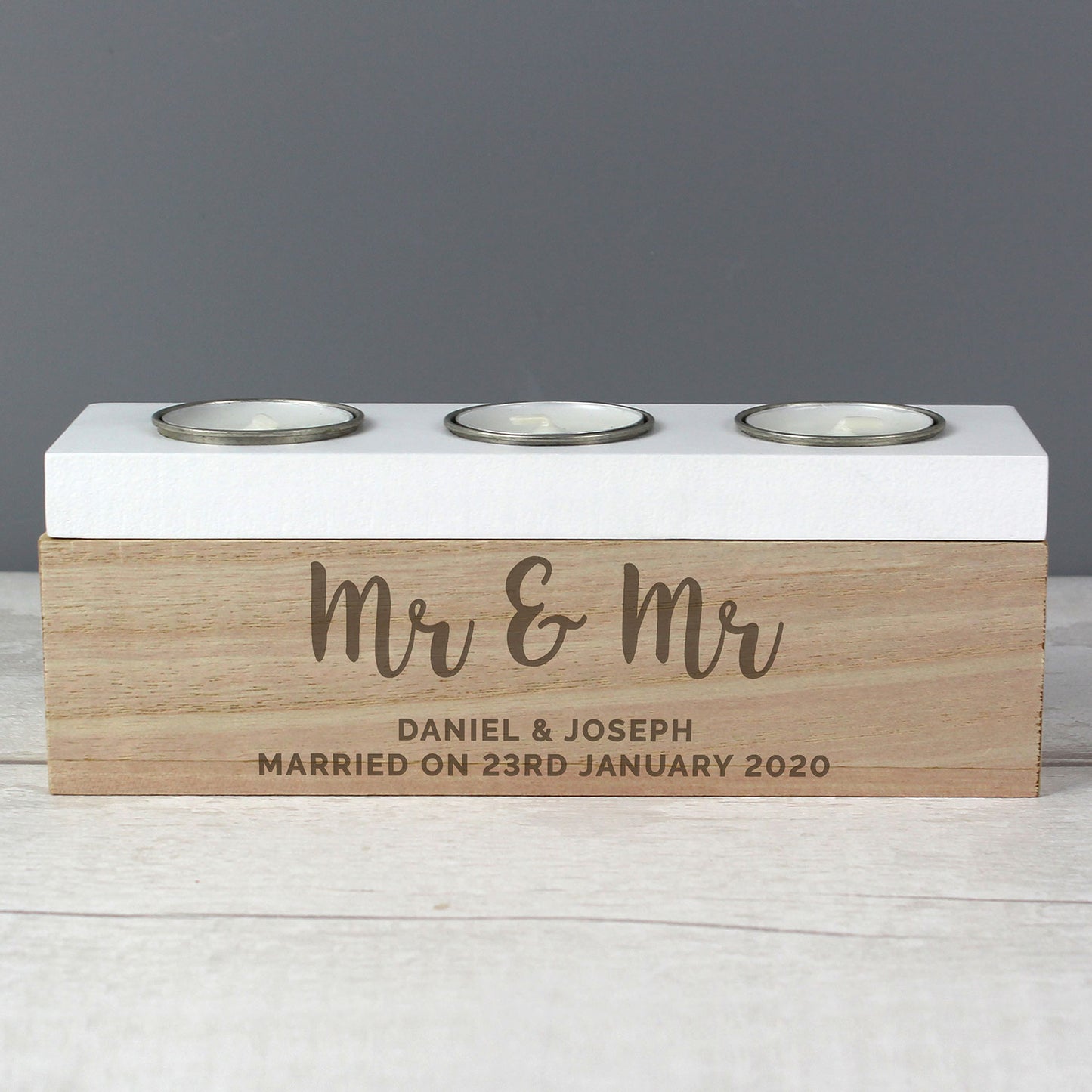 Personalised Tea Light Holder Box