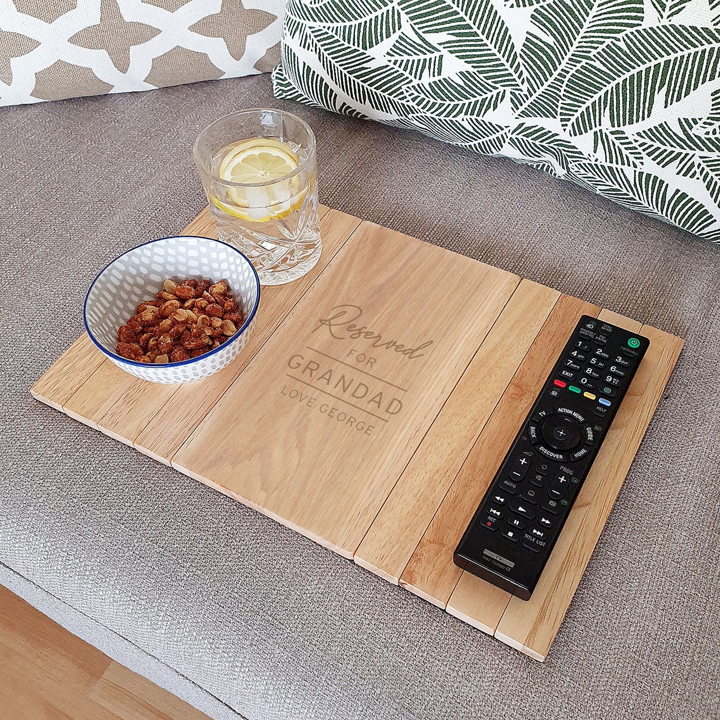 Personalised Wooden Sofa Tray