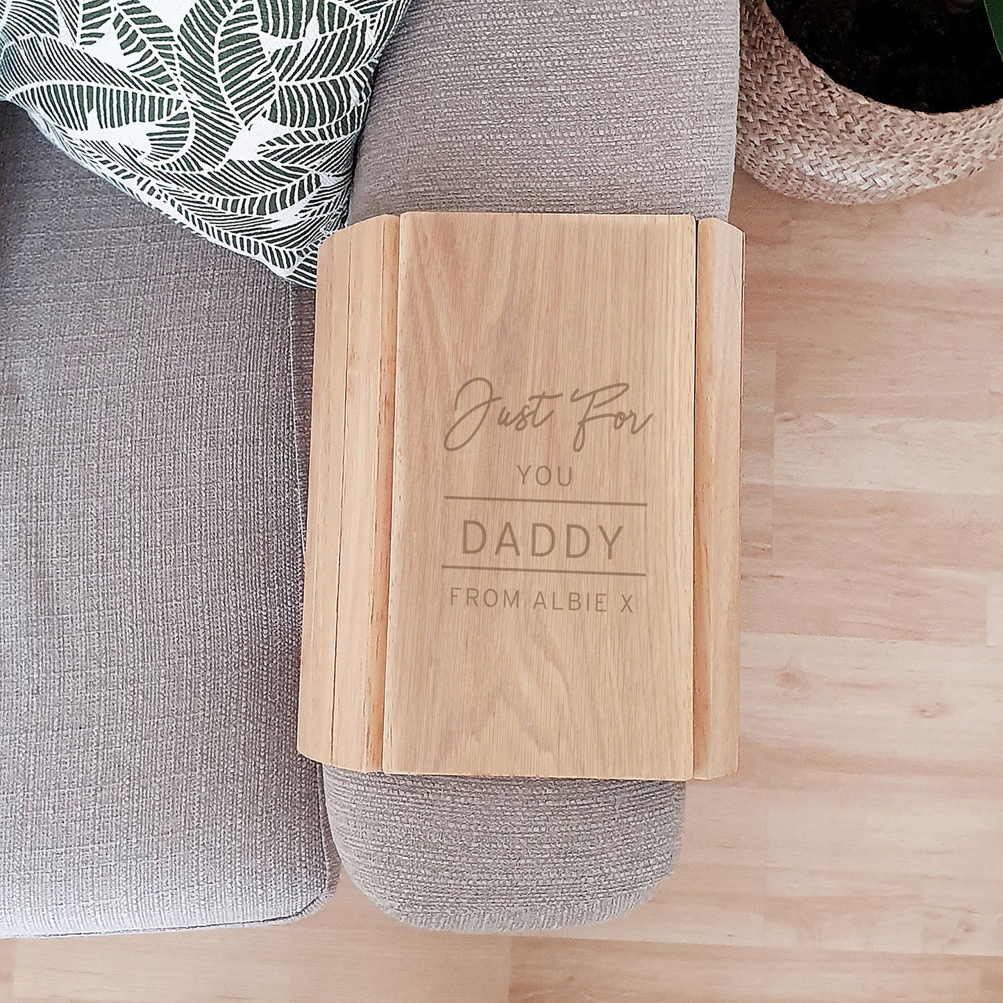 Personalised Wooden Sofa Tray