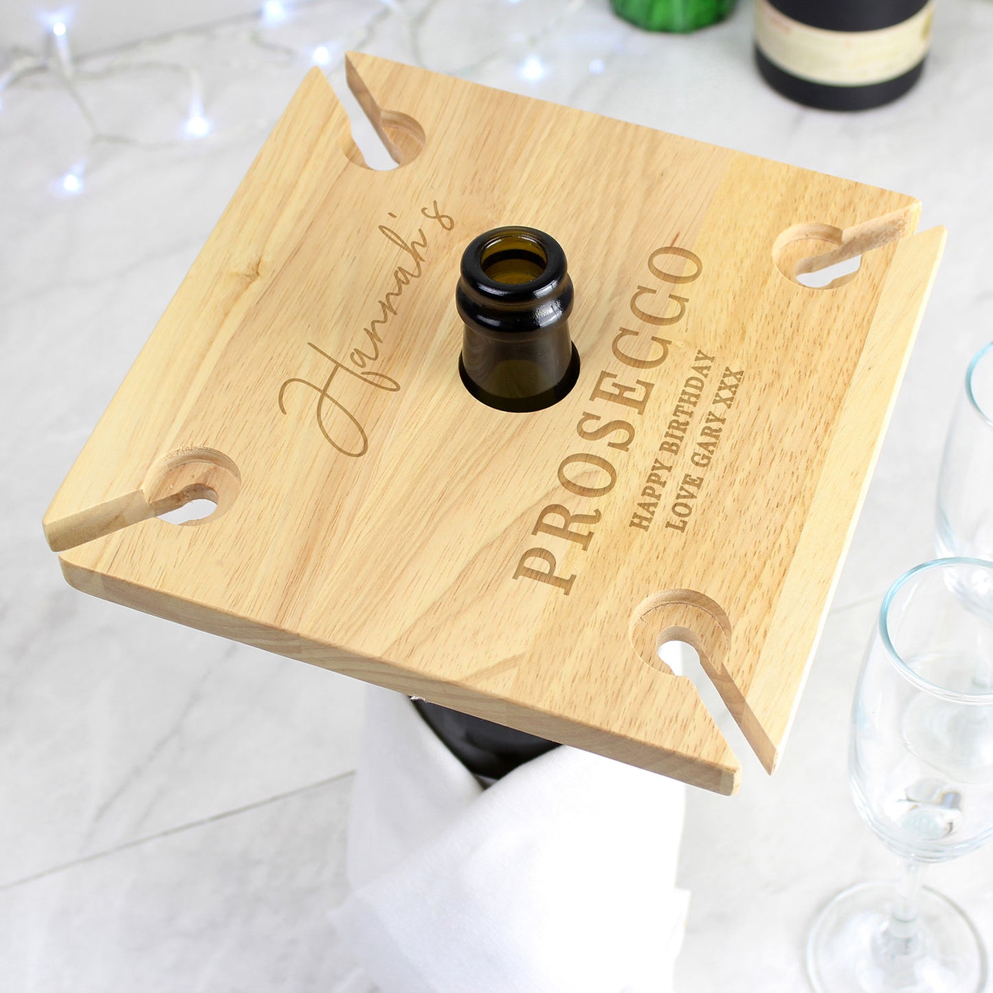 Personalised Wooden Wine Glass & Bottle Butler