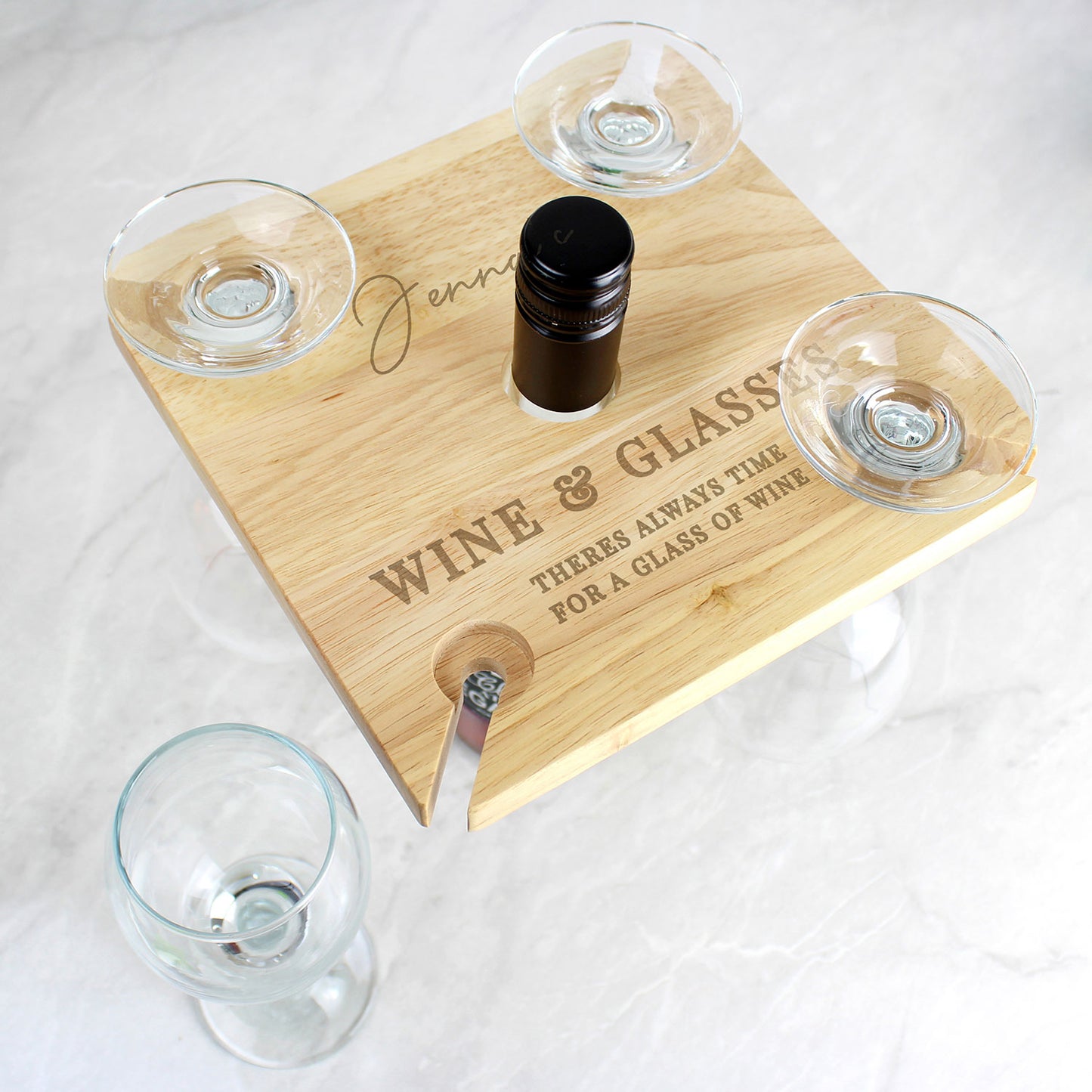 Personalised Wooden Wine Glass & Bottle Butler