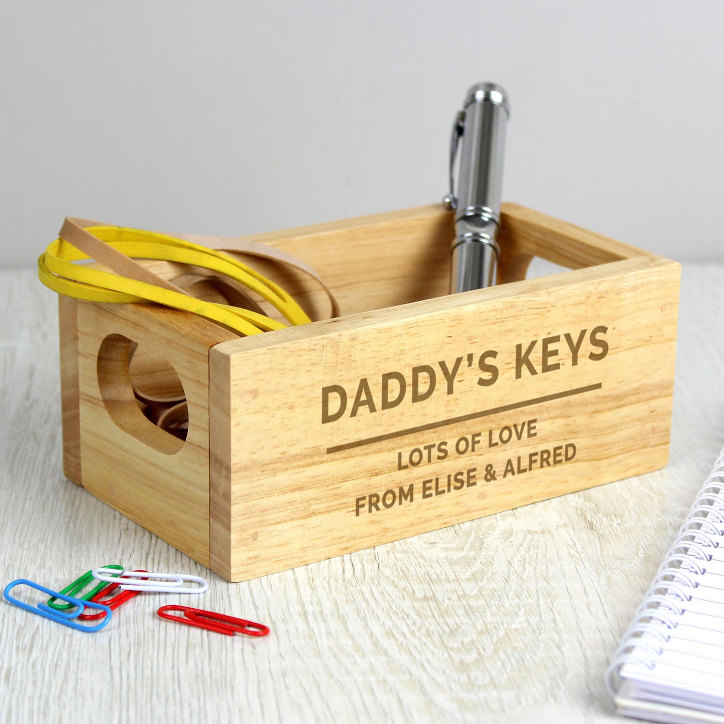 Personalised Wooden Crate Desk Tidy