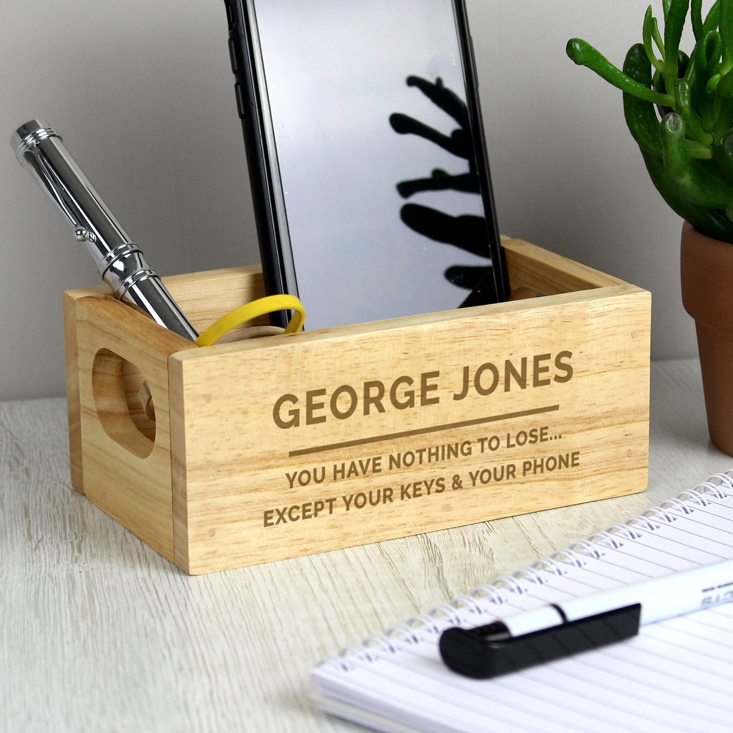 Personalised Wooden Crate Desk Tidy