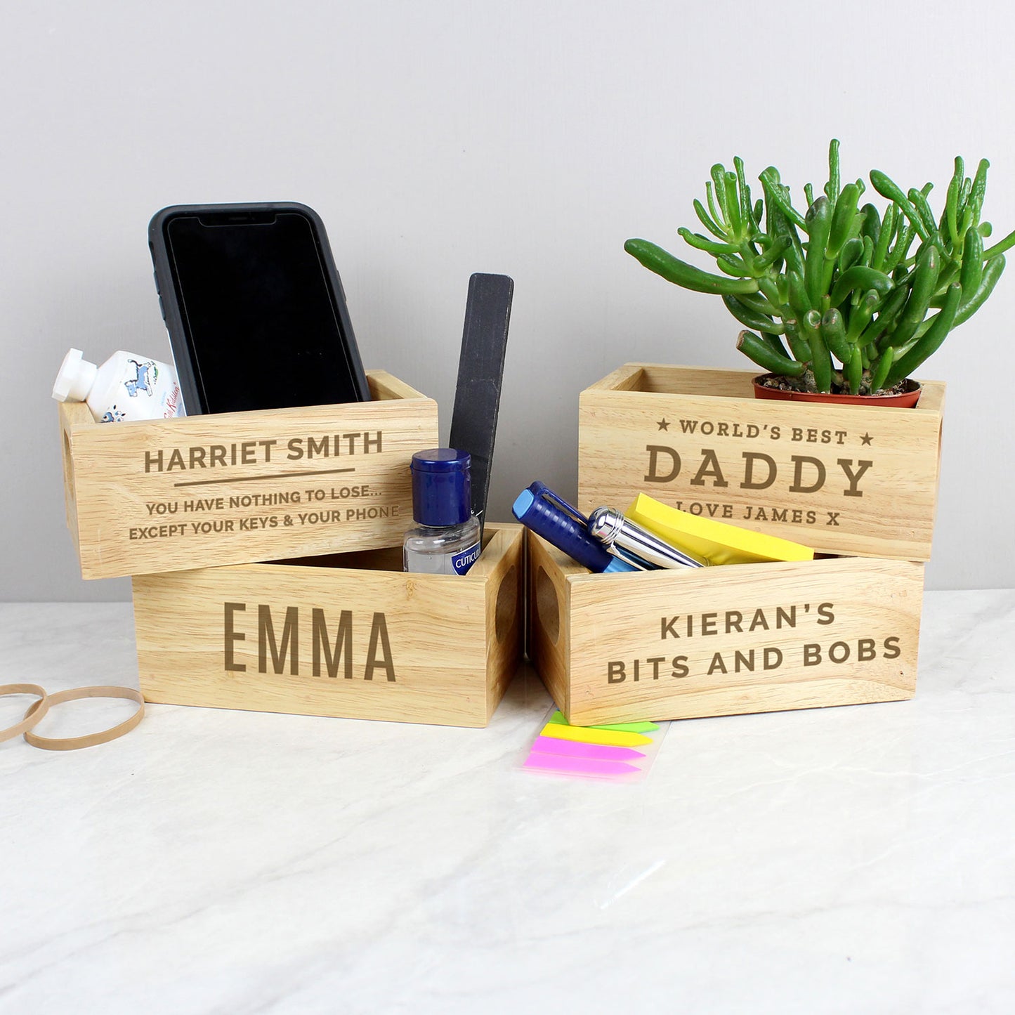 Personalised Wooden Crate Desk Tidy