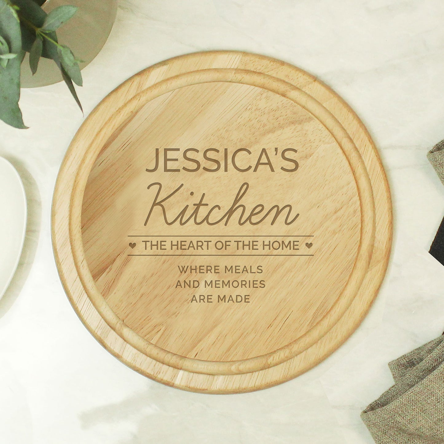 Personalised Rustic Round Chopping Board