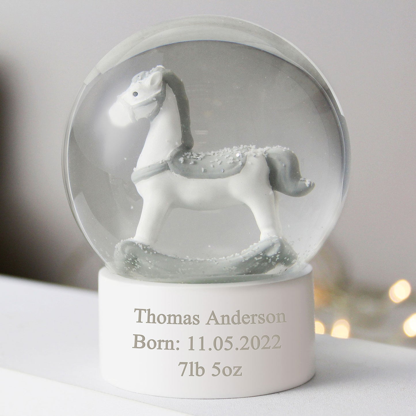 Personalised Rocking Horse Glitter Snow Globe