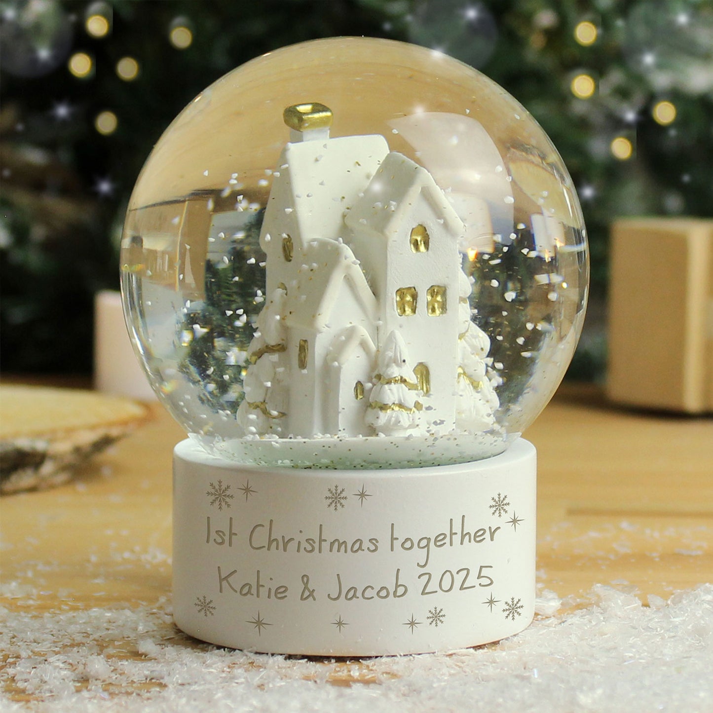 Personalised Village Glitter Snow Globe