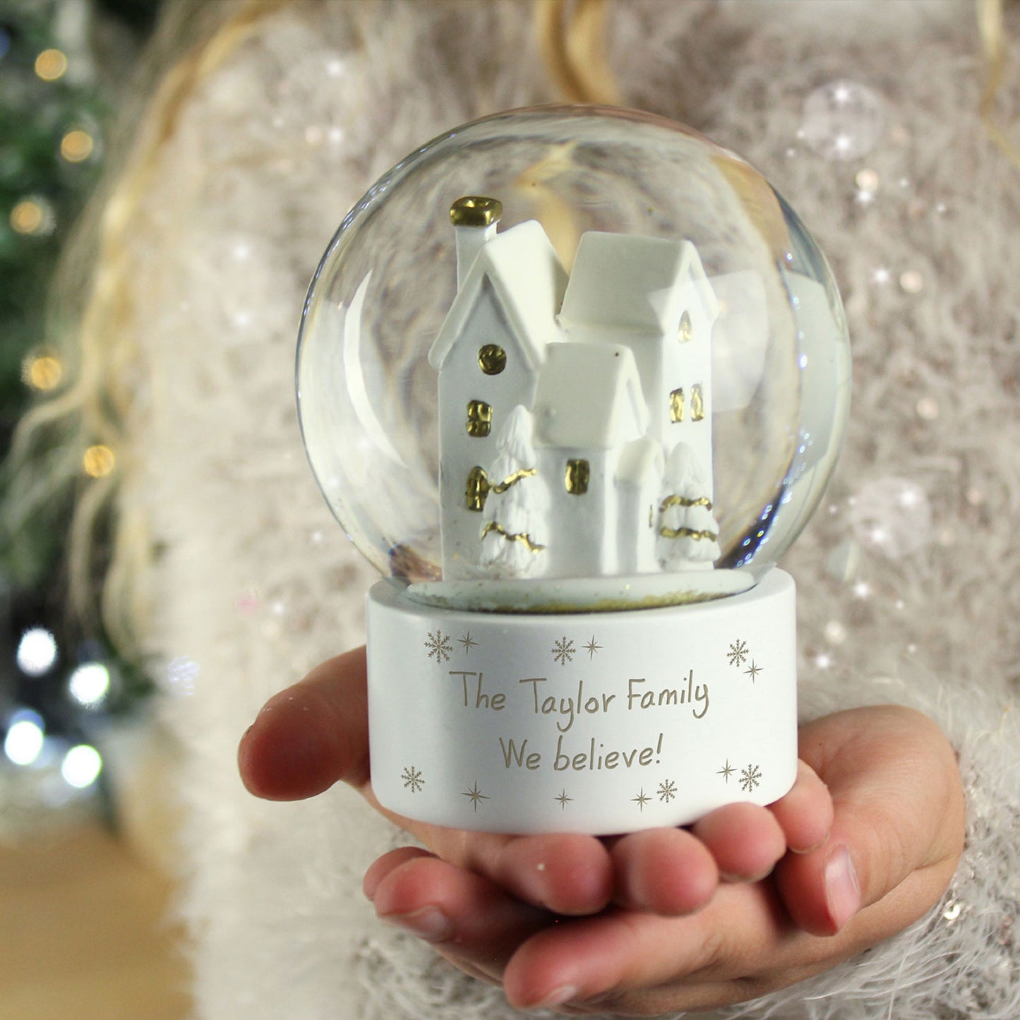 Personalised Village Glitter Snow Globe