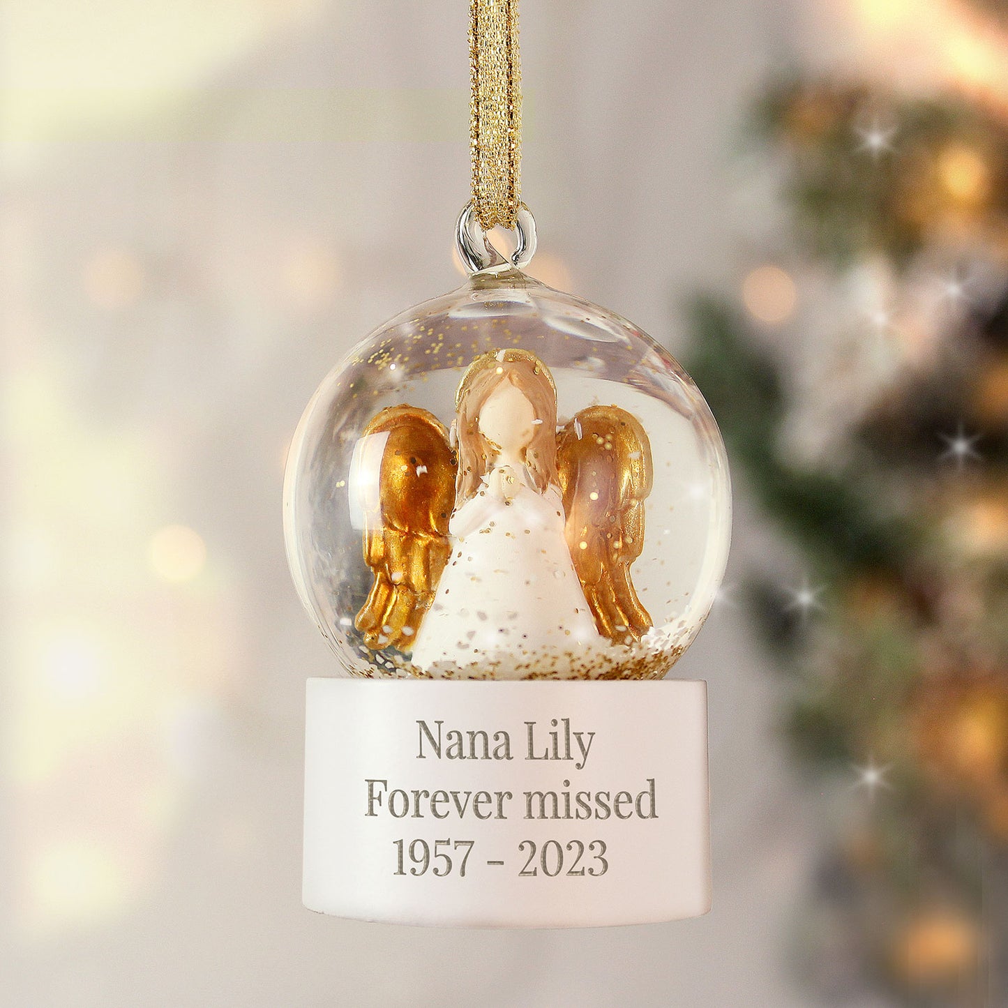 Personalised Glitter Angel Snow Globe Hanging Decoration