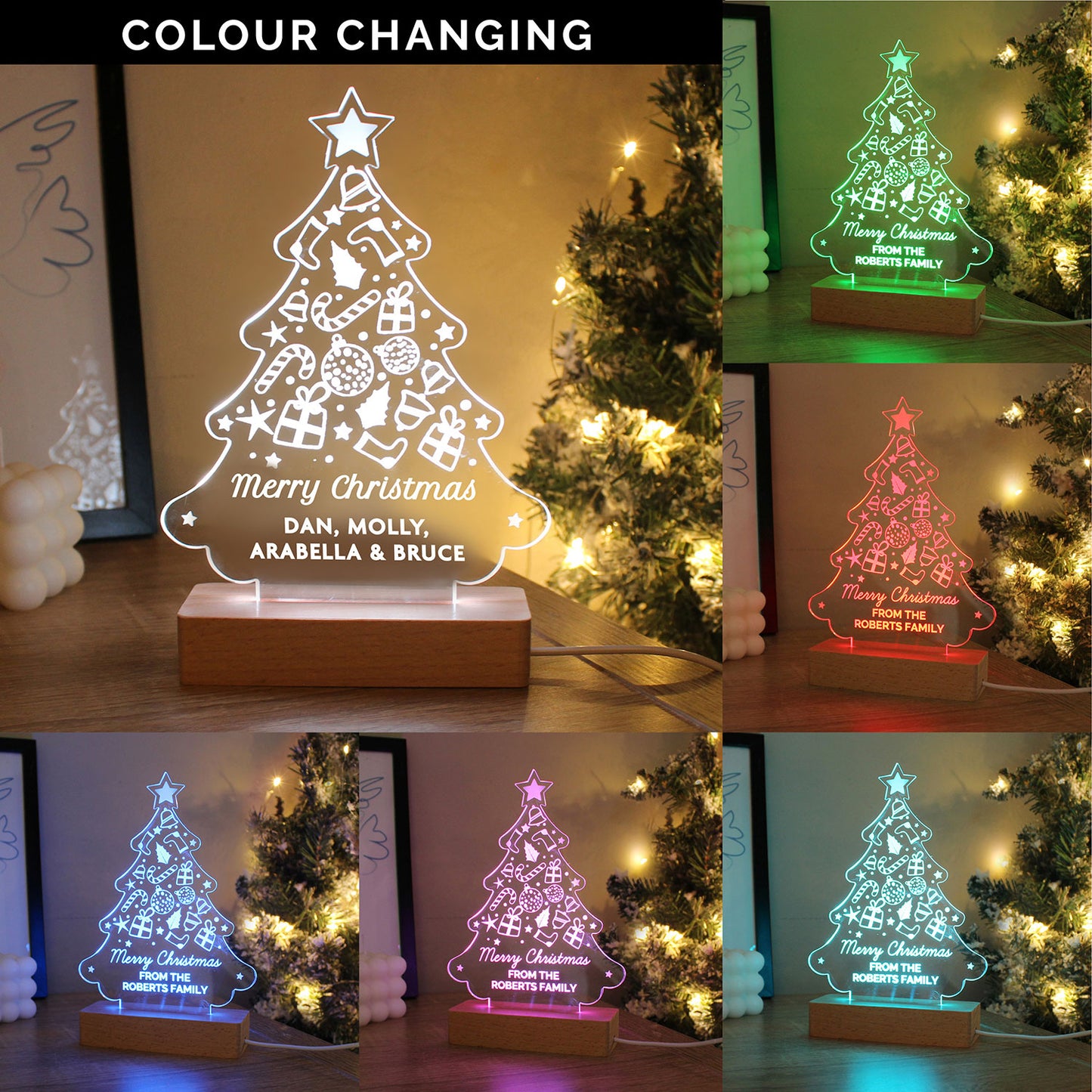 Personalised Colour-Changing Christmas Tree LED Light