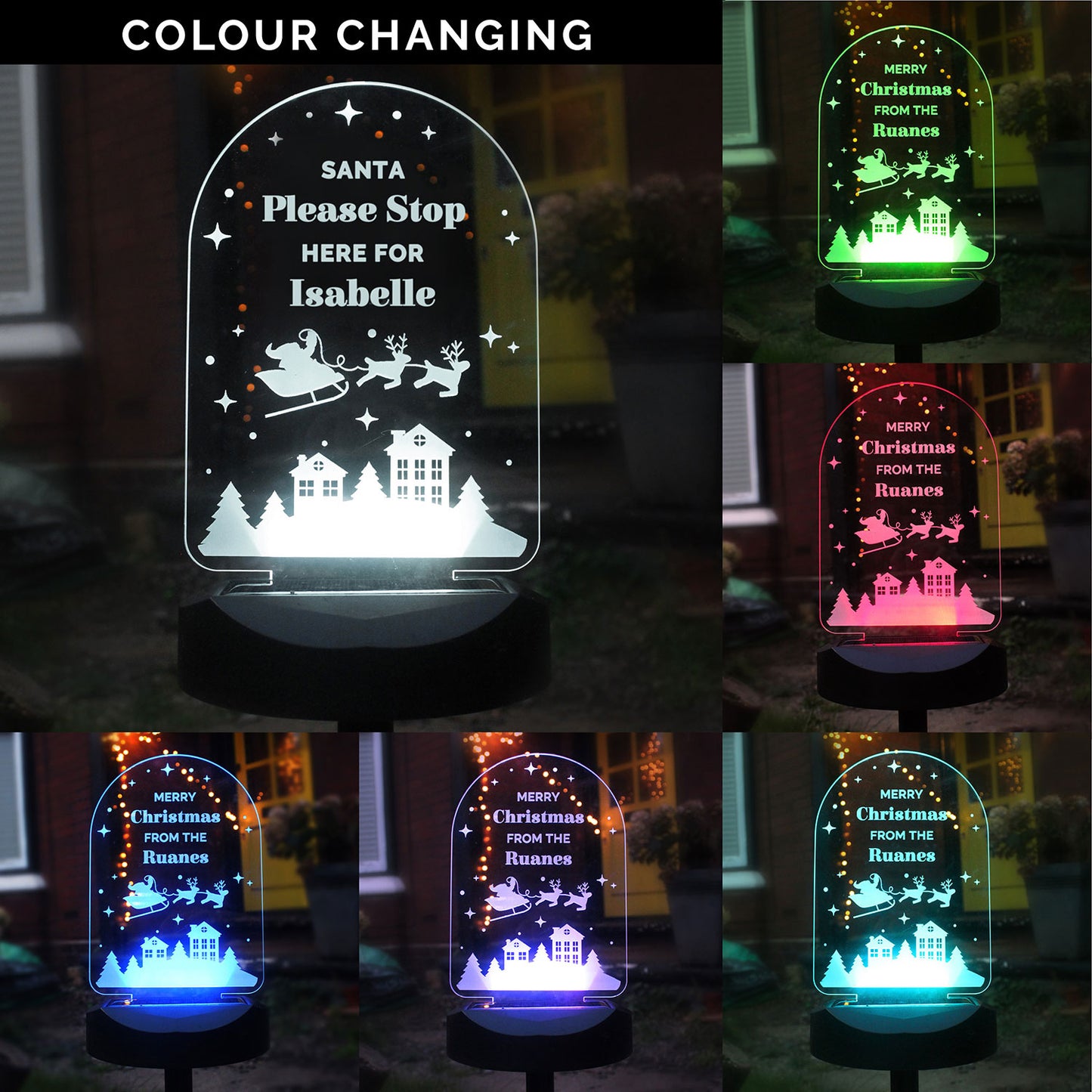 Personalised Colour-Changing Outdoor Solar Light-Up Christmas Sign