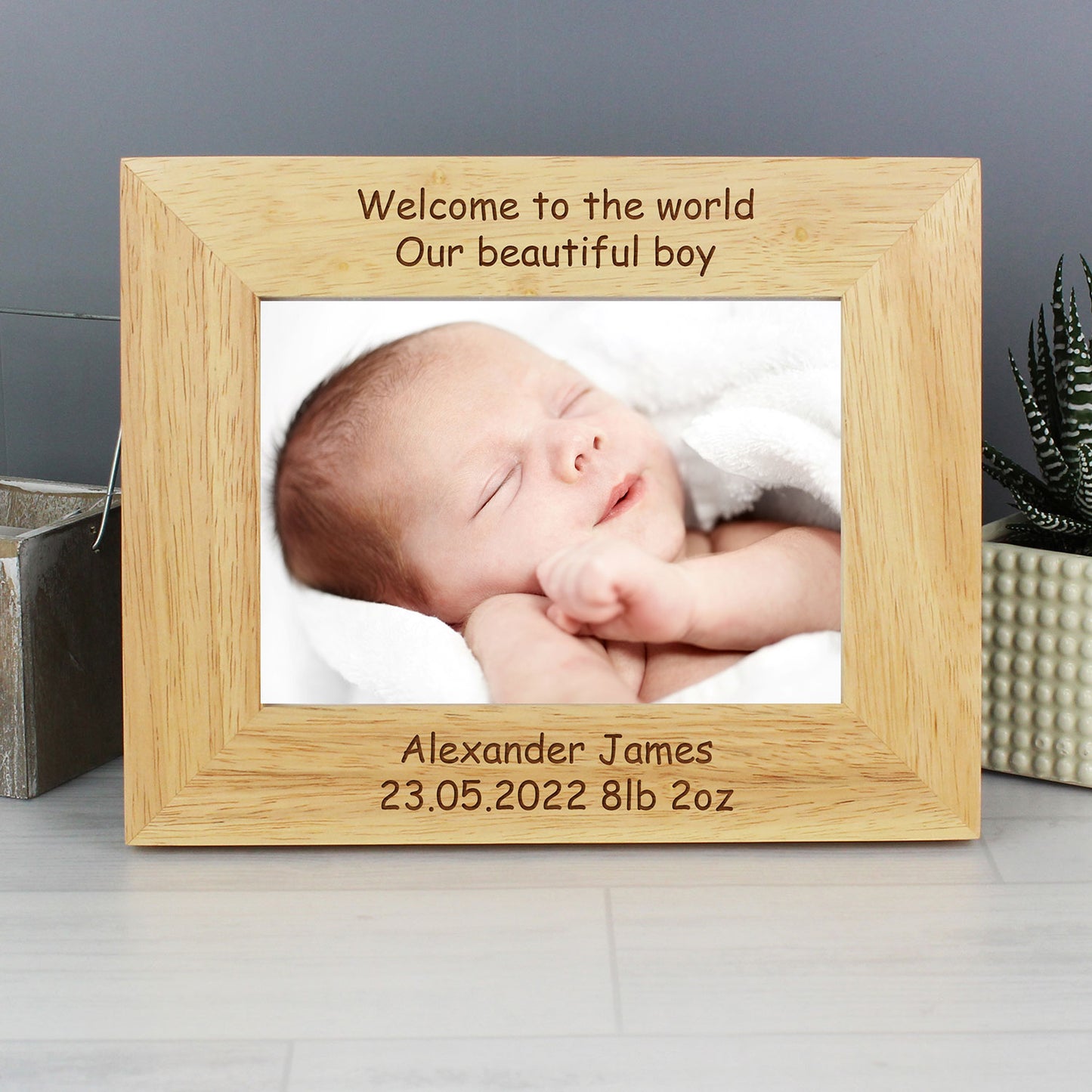 Personalised Oak Veneer Photo Frame