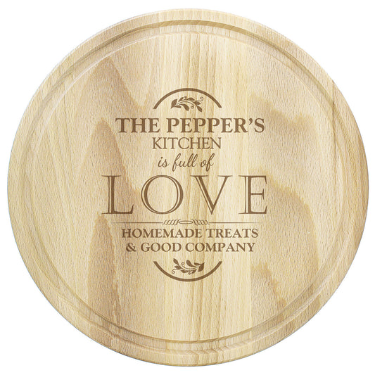 Personalised "Full of Love" Round Chopping Board