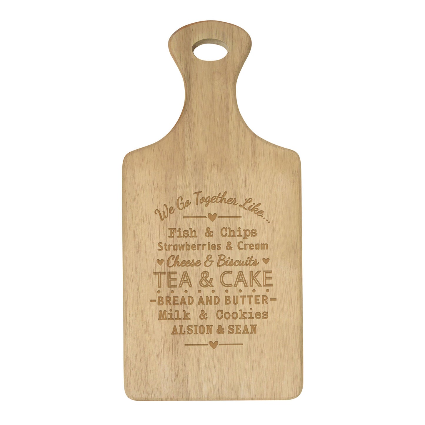 Personalised "We Go Together" Wooden Serving Paddle Board