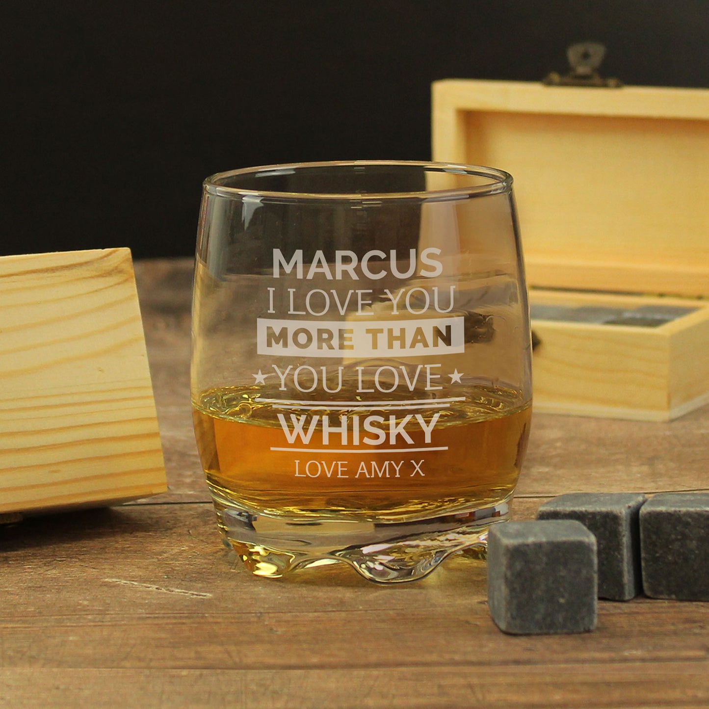 Personalised Whisky Glass & Stones Set