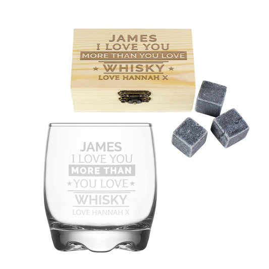 Personalised Whisky Glass & Stones Set