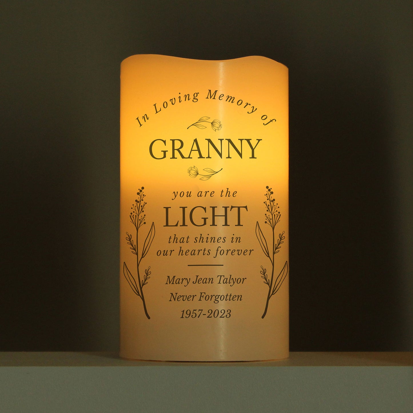 Personalised Memorial Flamelss Candle