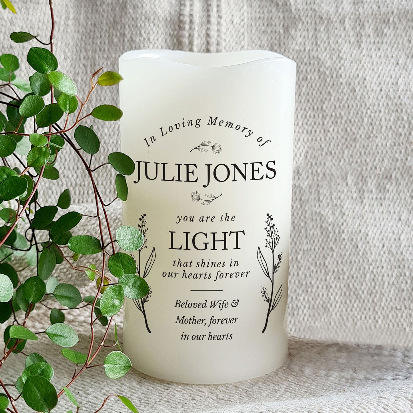 Personalised Memorial Flamelss Candle