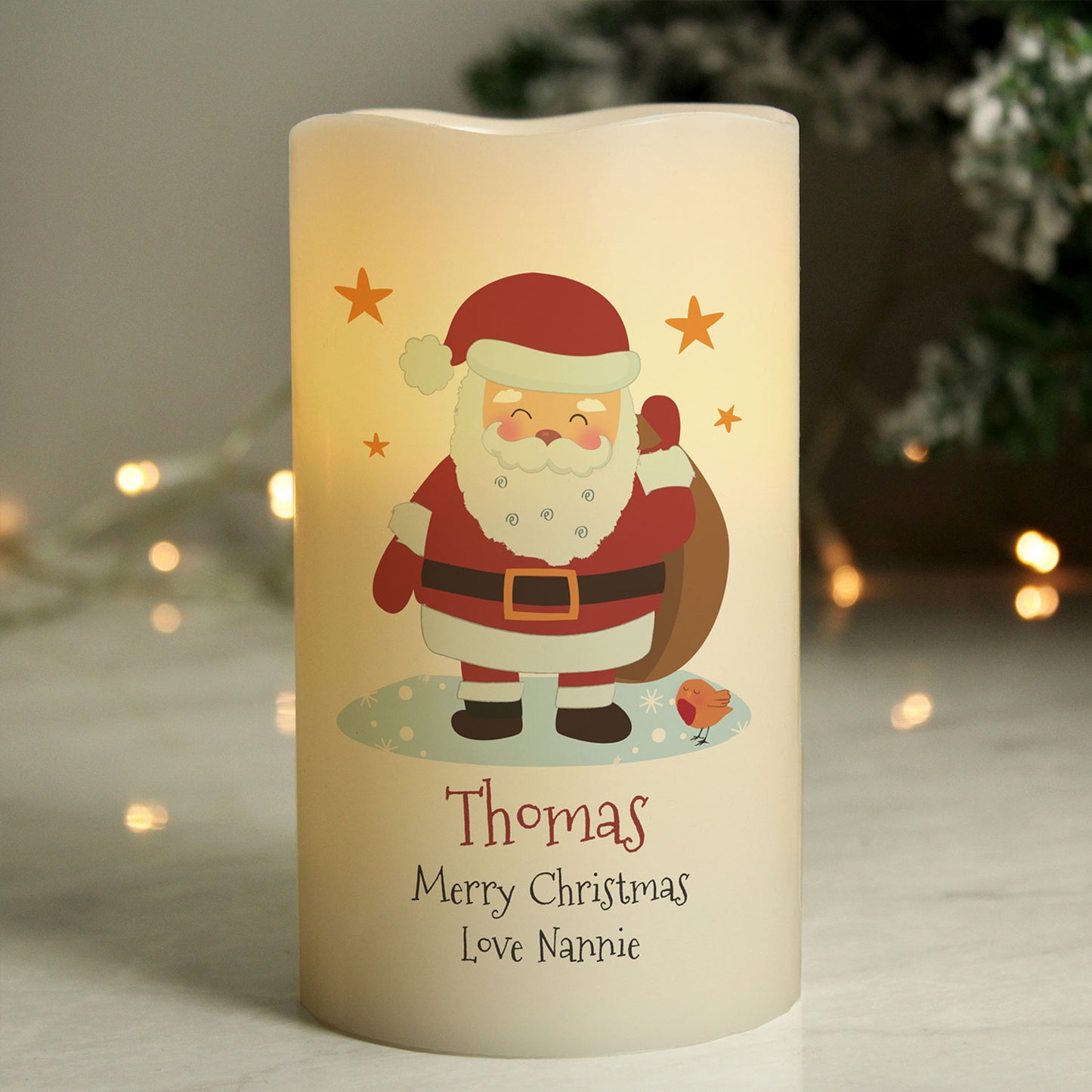 Personalised Santa LED Light Up Candle