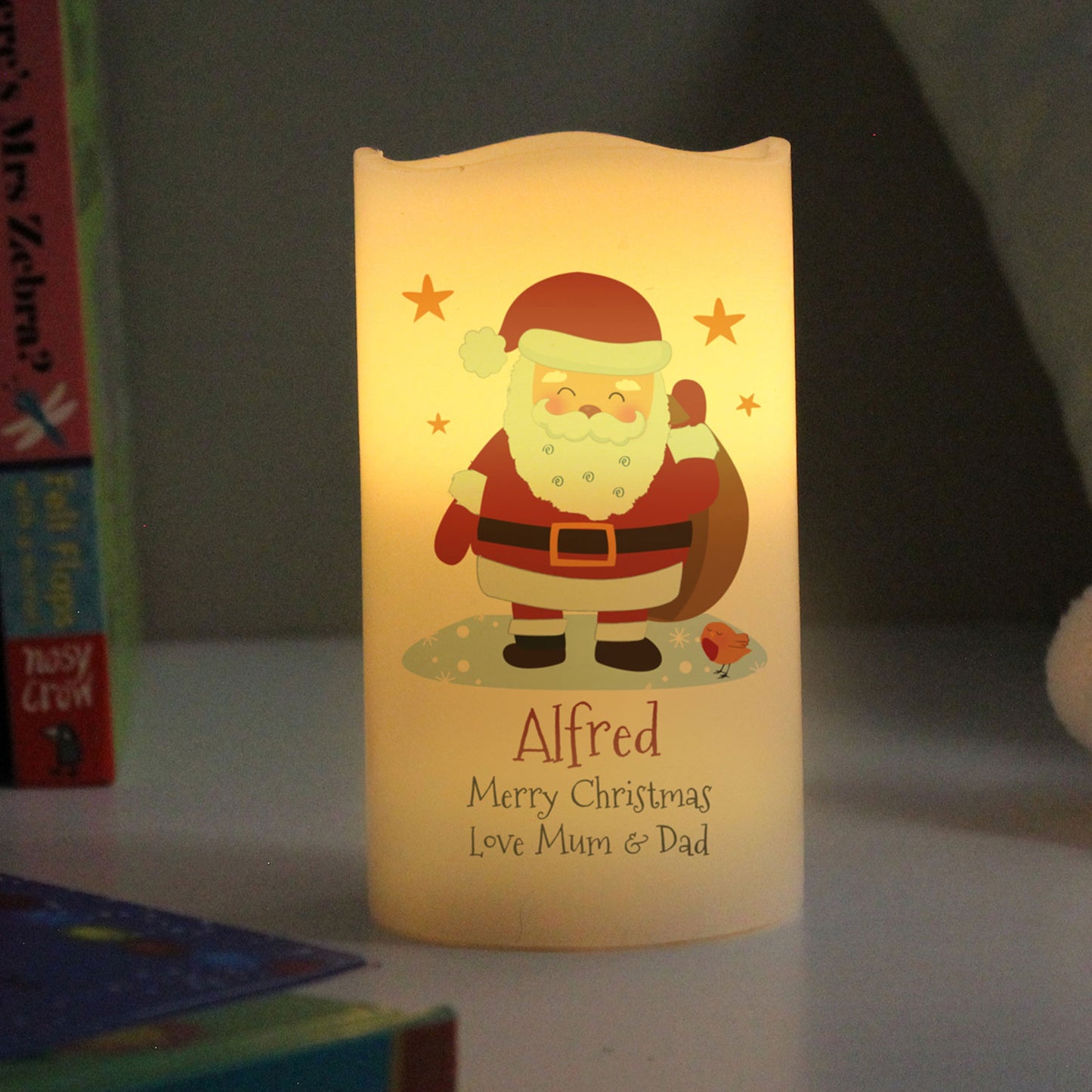 Personalised Santa LED Light Up Candle