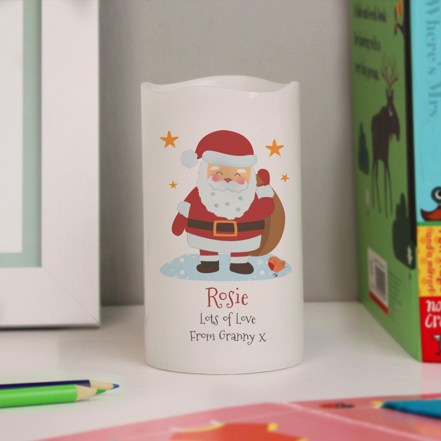 Personalised Santa LED Light Up Candle