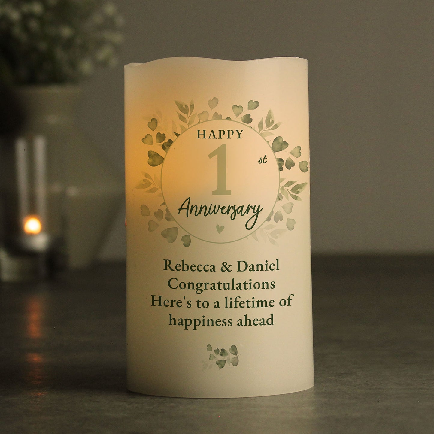 Personalised Anniversary Flameless LED Candle