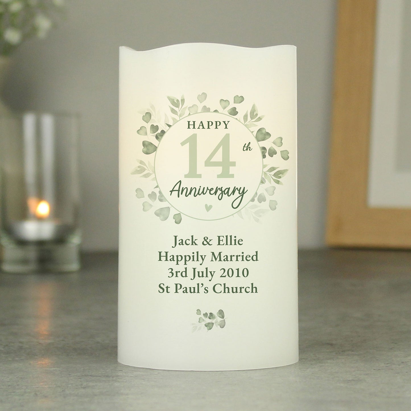 Personalised Anniversary Flameless LED Candle