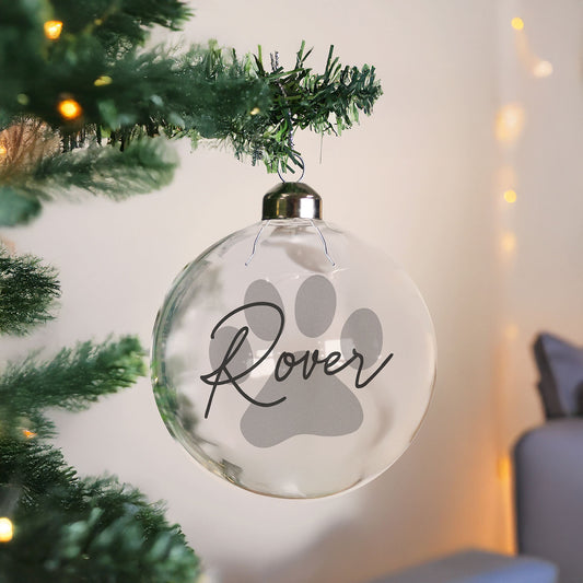Personalised Pet Name Glass Bauble