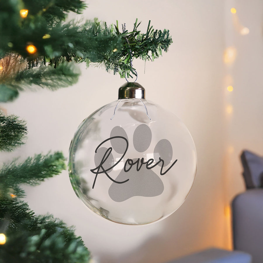 Personalised Pet Name Glass Bauble