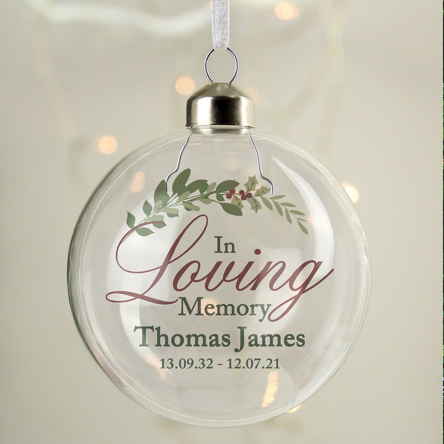 Personalised In Loving Memory Glass Bauble