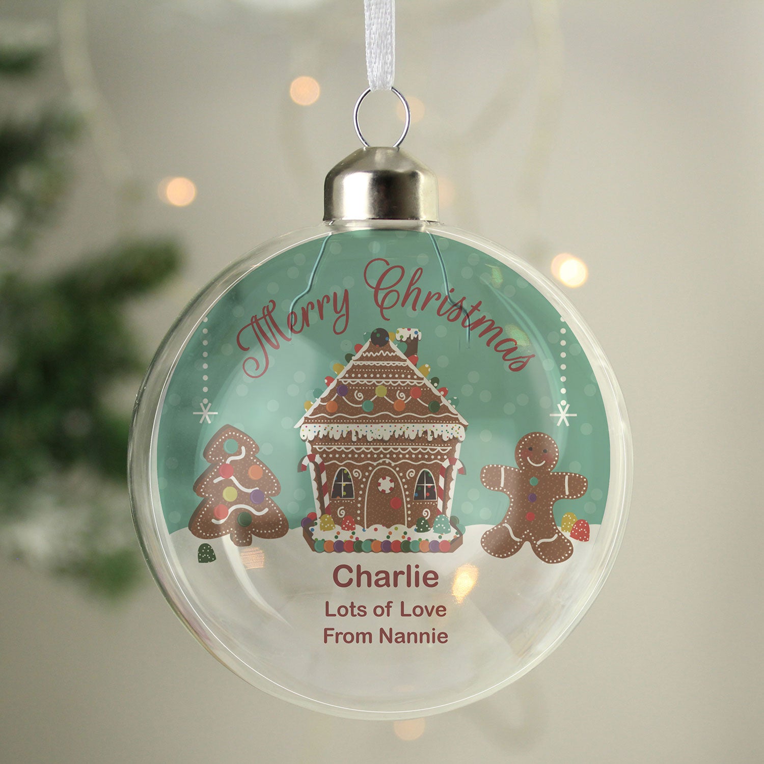 Personalised Gingerbread House Christmas Glass Bauble Julian Charles Home