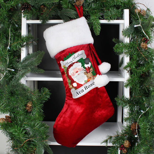 Personalised Red Christmas Santa Pom Pom Stocking