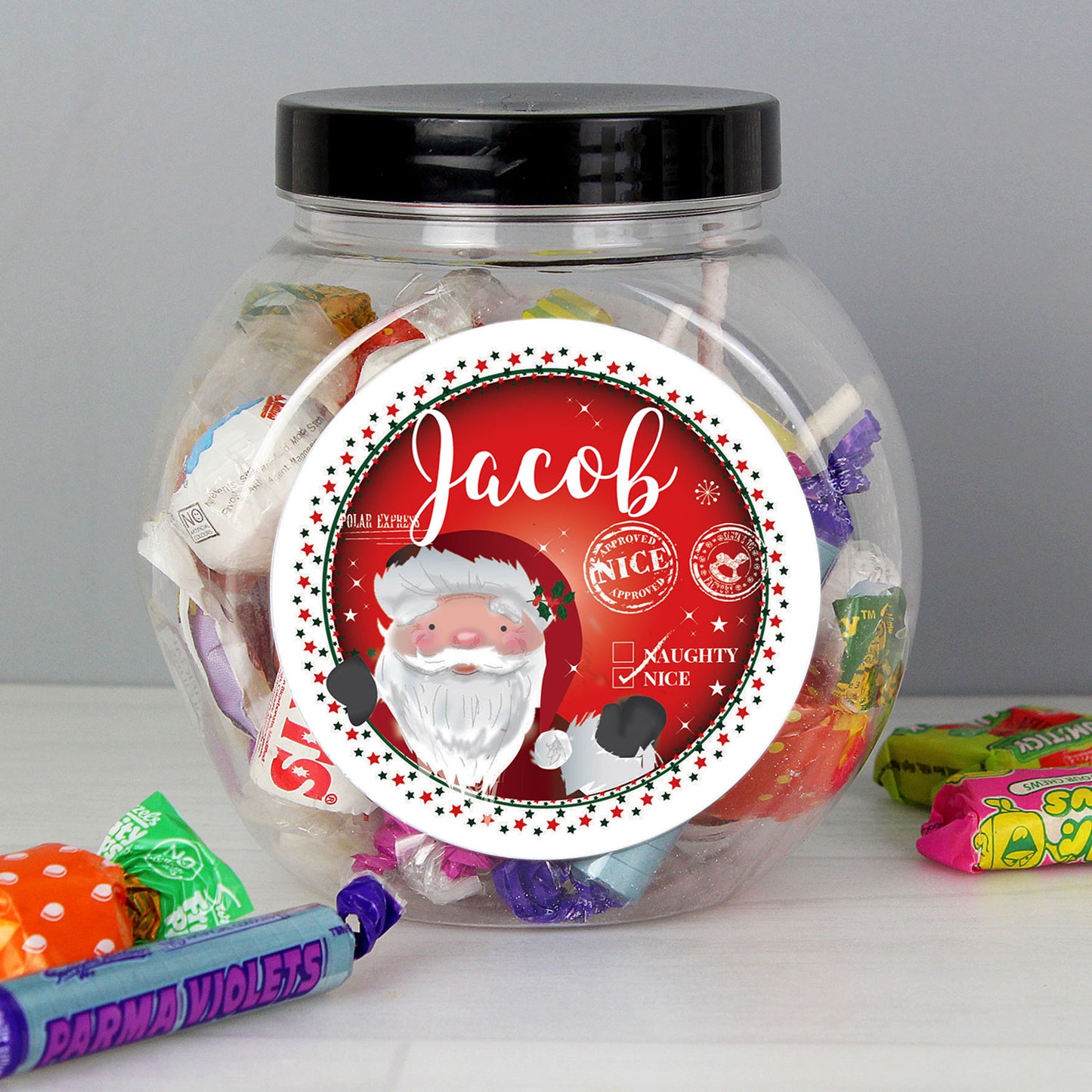 Personalised Christmas Santa Sweet Jar