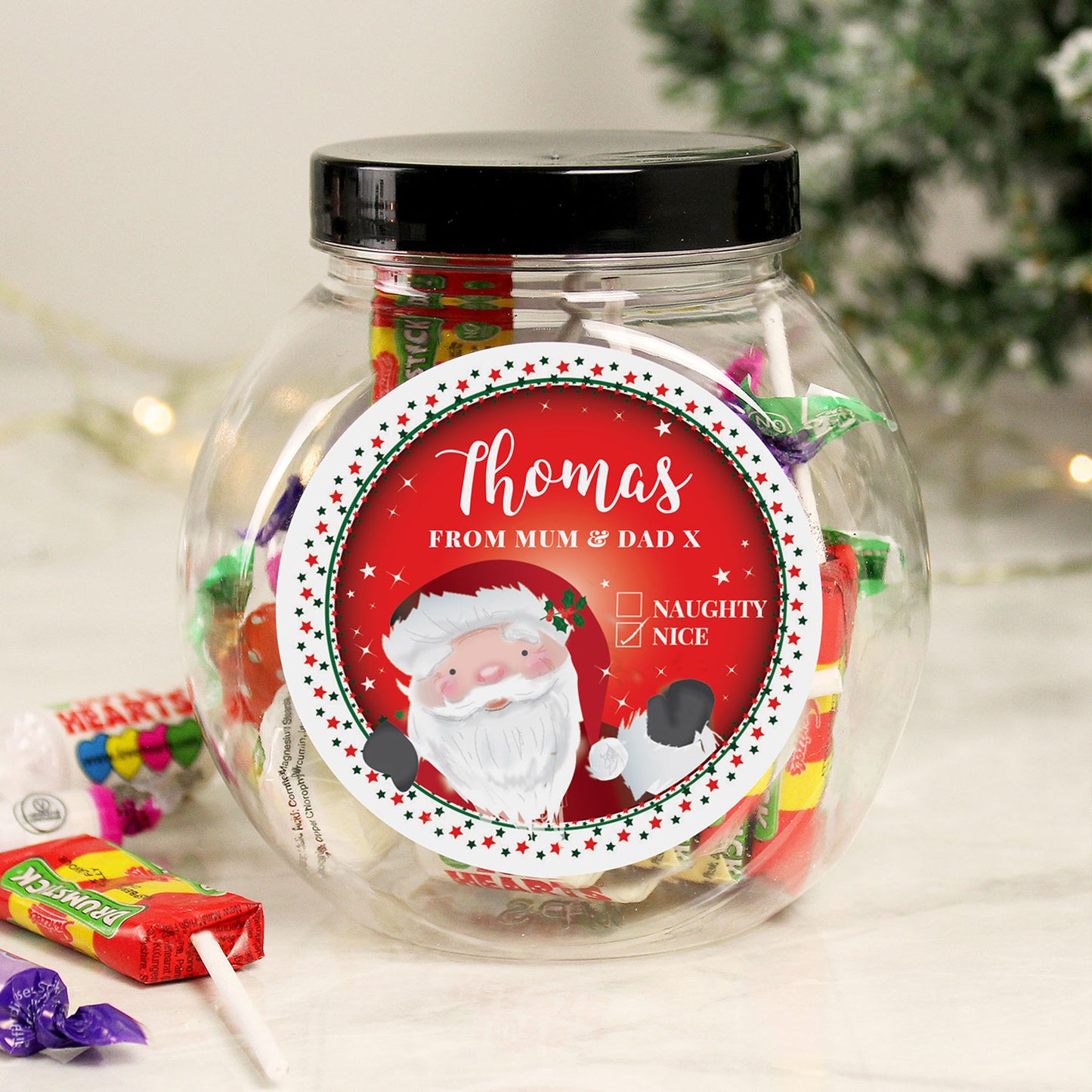 Personalised Christmas Santa Sweet Jar