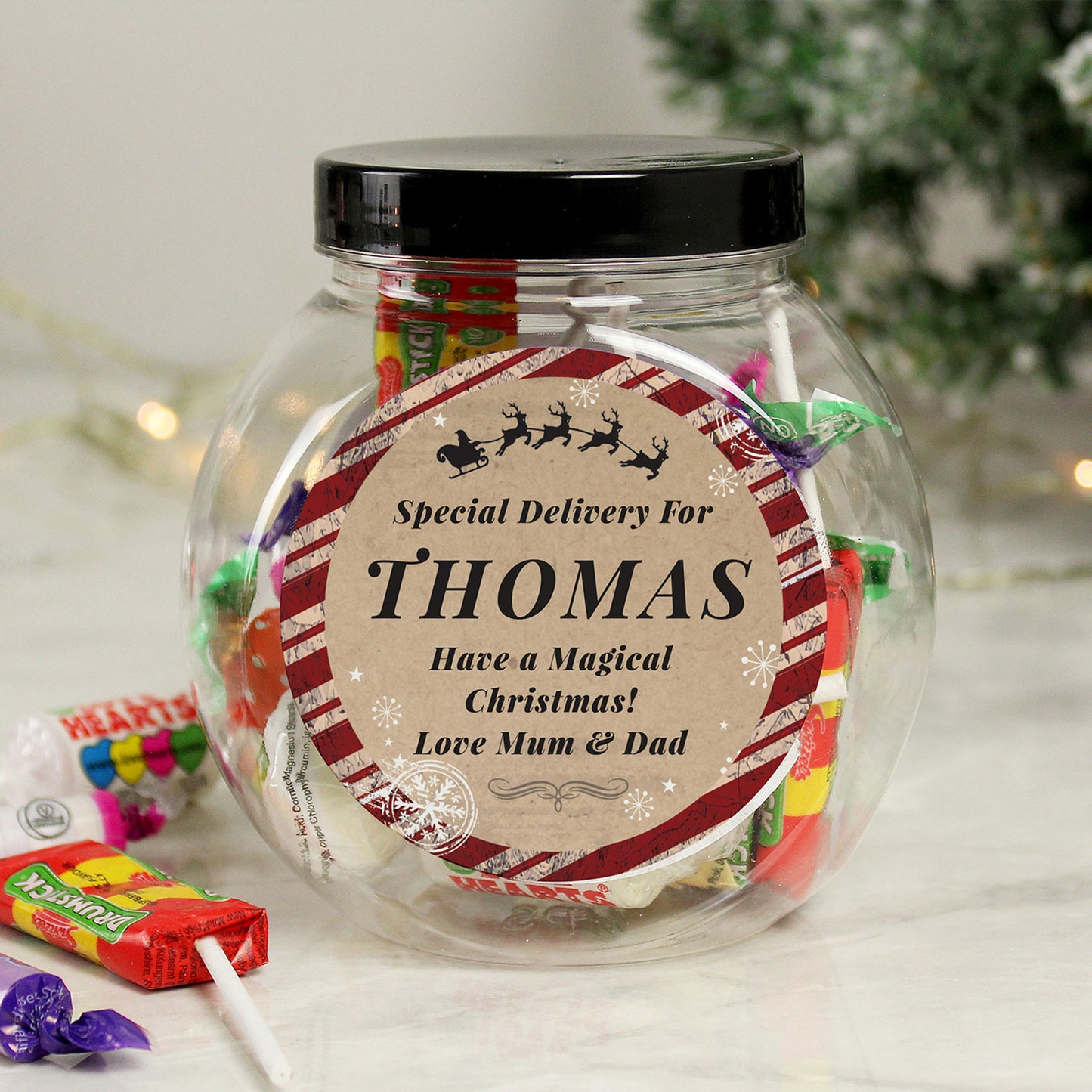 Personalised Christmas Special Delivery Sweet Jar