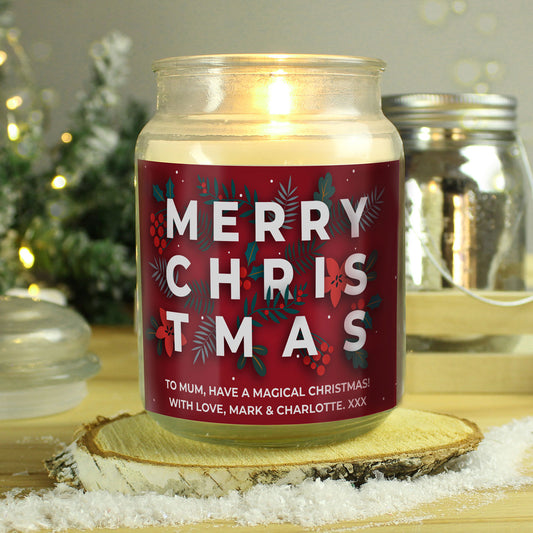 Personalised Christmas Large Scented Jar Candle