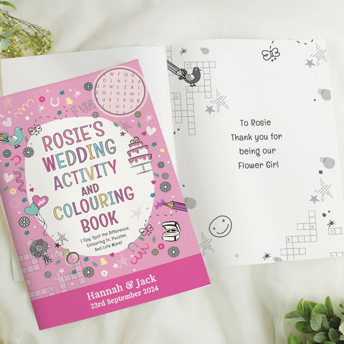 Personalised Pink Wedding Activity Book