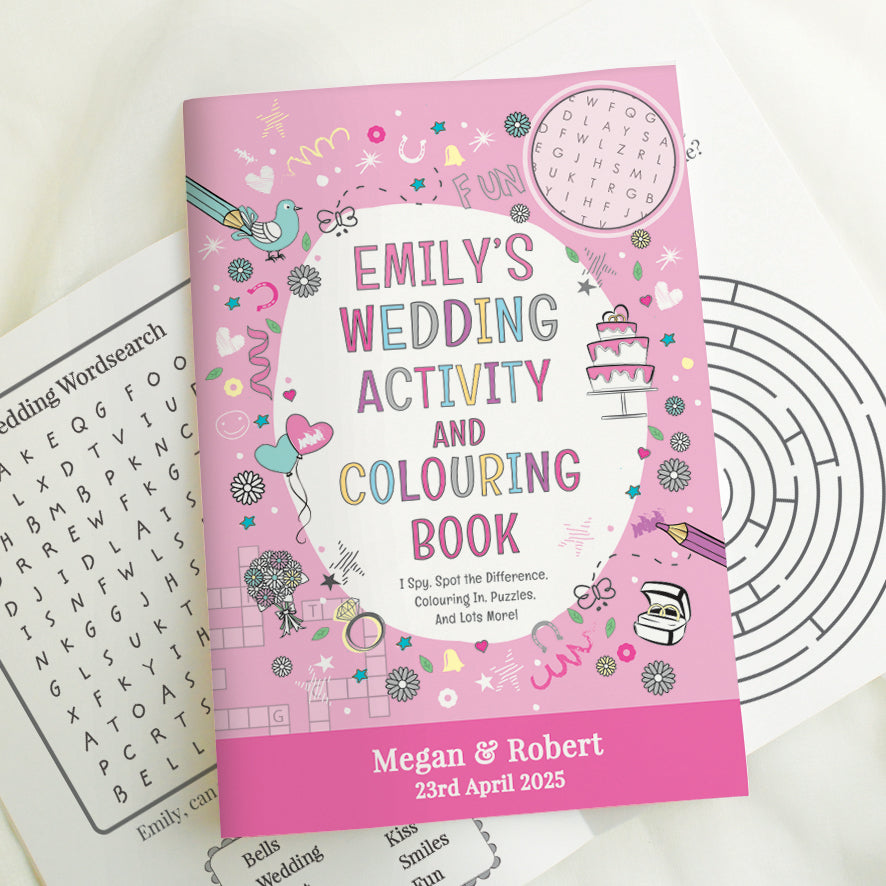 Personalised Pink Wedding Activity Book