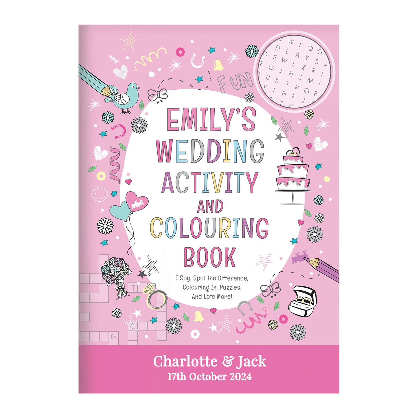 Personalised Pink Wedding Activity Book