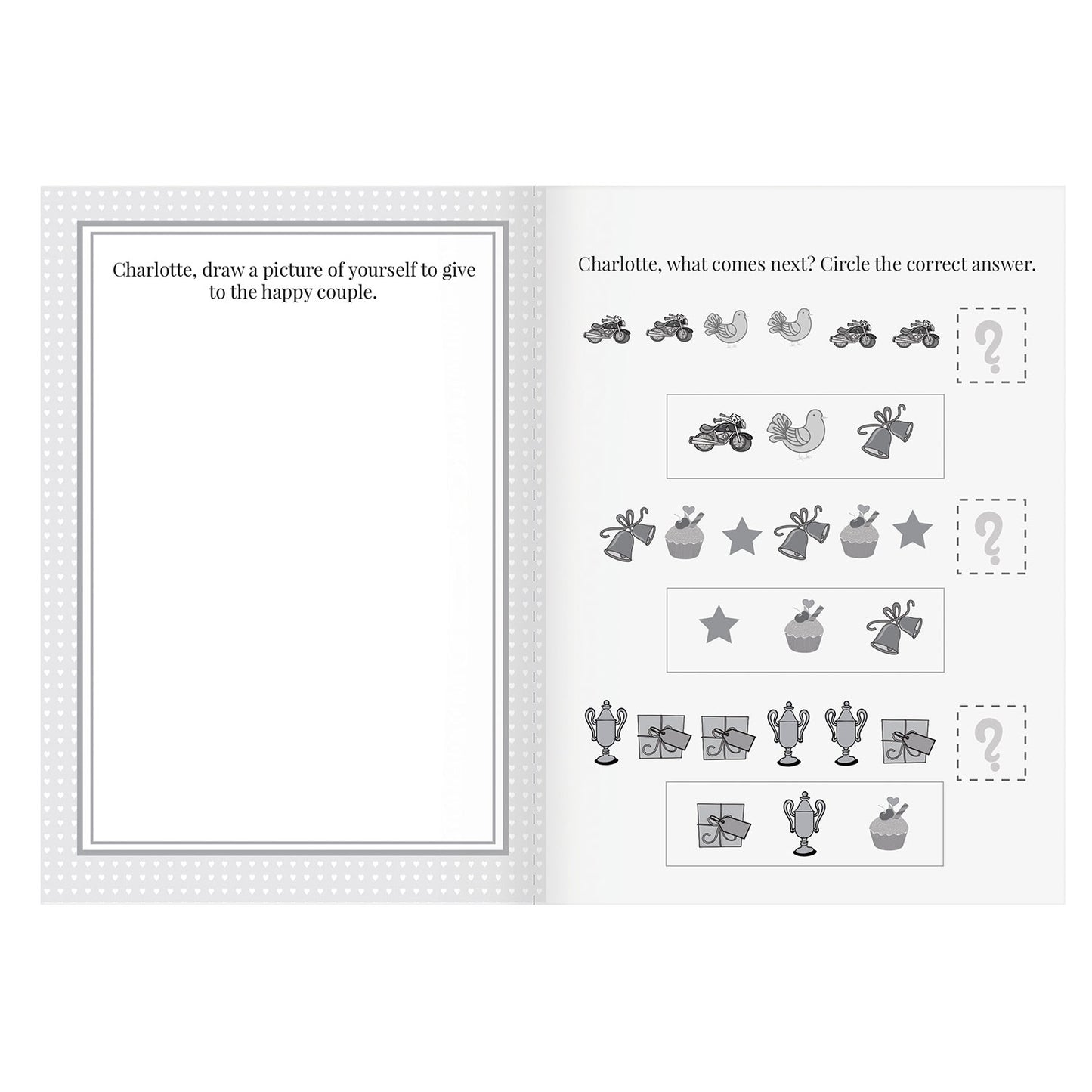 Personalised Pink Wedding Activity Book