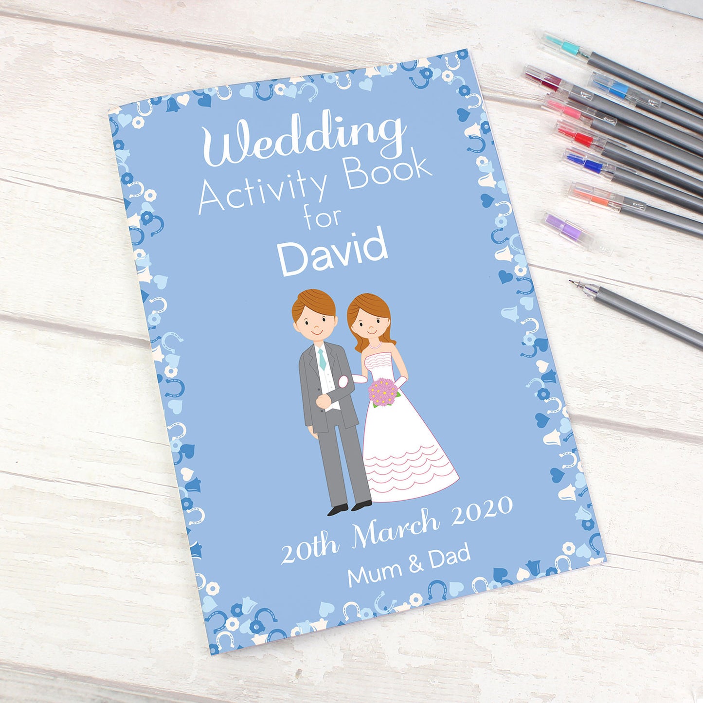 Personalised Blue Wedding Activity Book