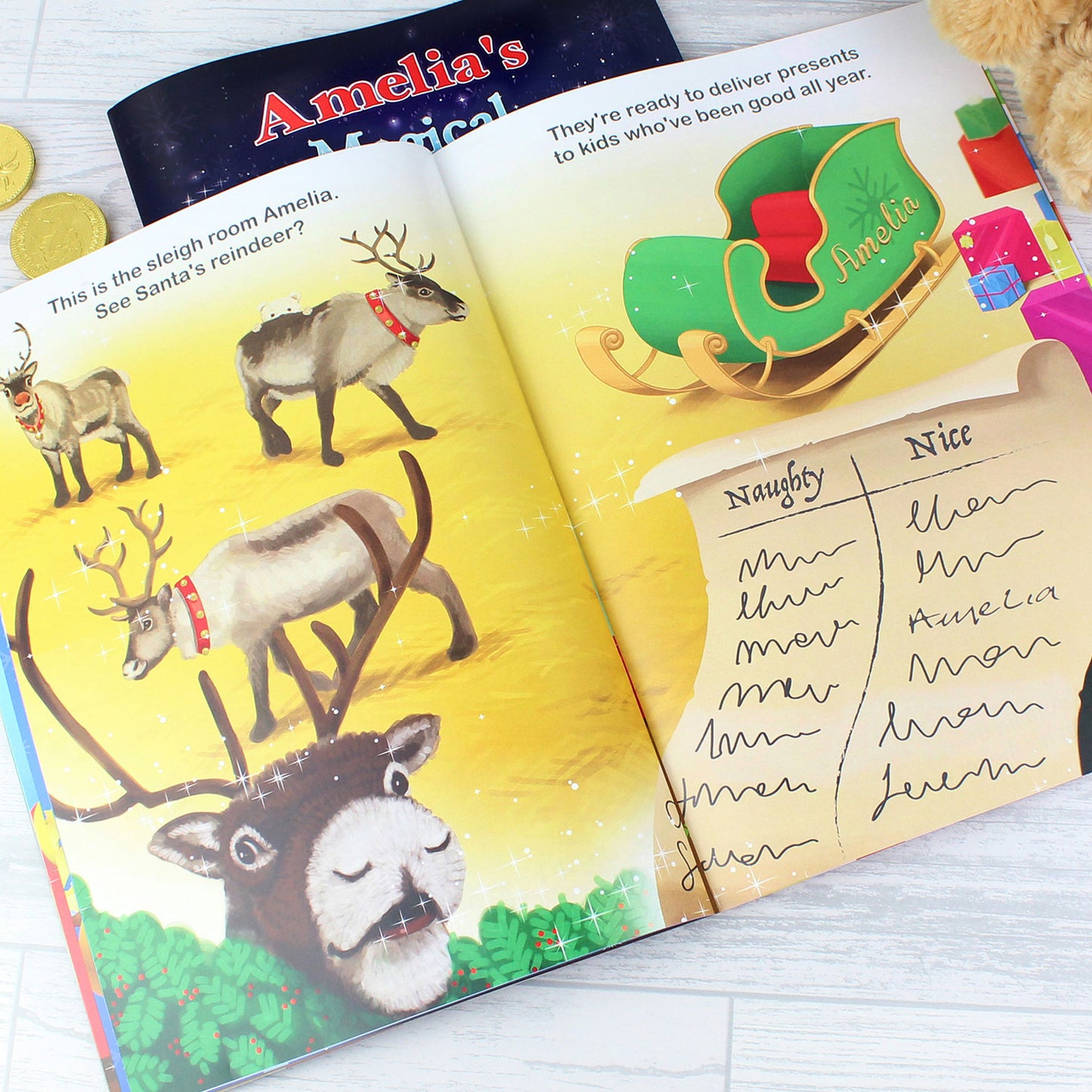 Personalised Magical Christmas Adventure Story Book and Teddy Bear