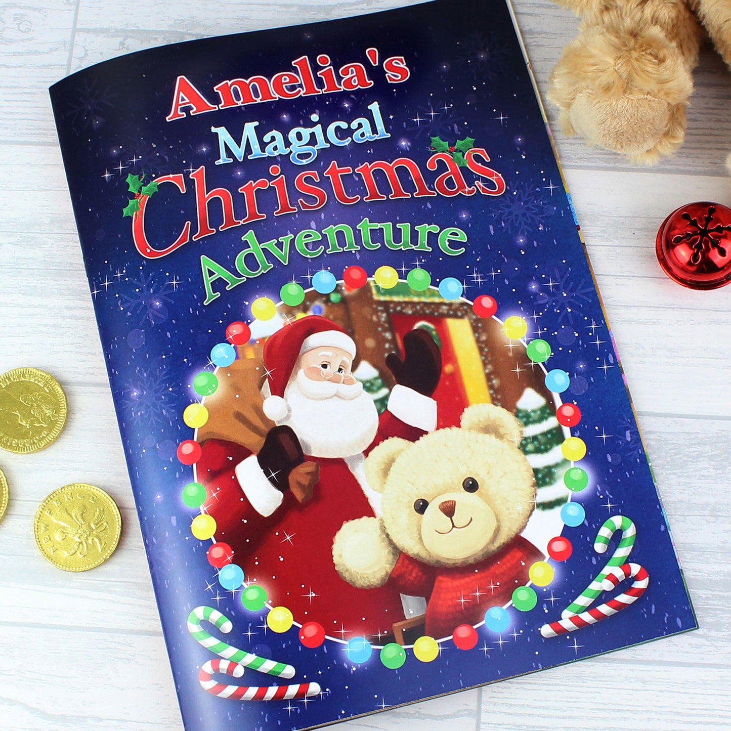 Personalised Magical Christmas Adventure Story Book and Teddy Bear