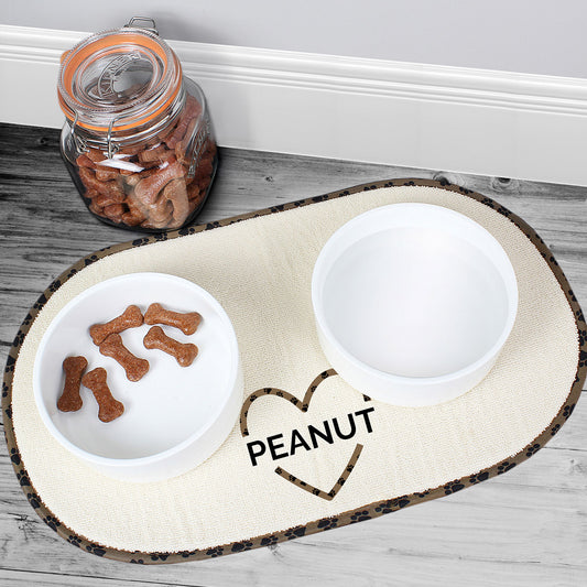 Personalised Love Heart Microfibre Pet Placemat