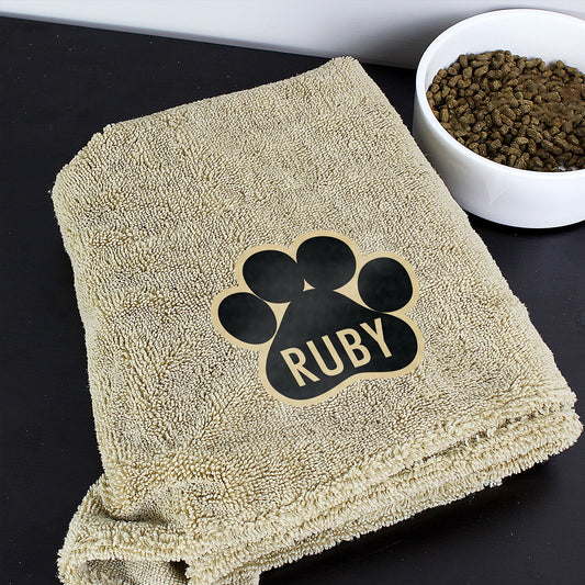 Personalised Paw Print Microfibre Pet Towel