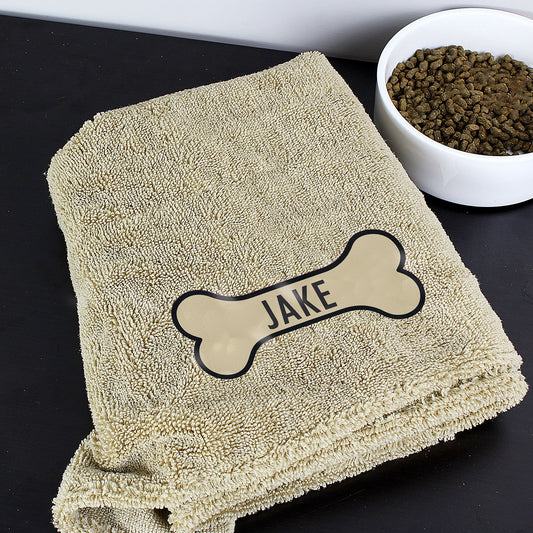 Personalised Bone Microfibre Pet Towel