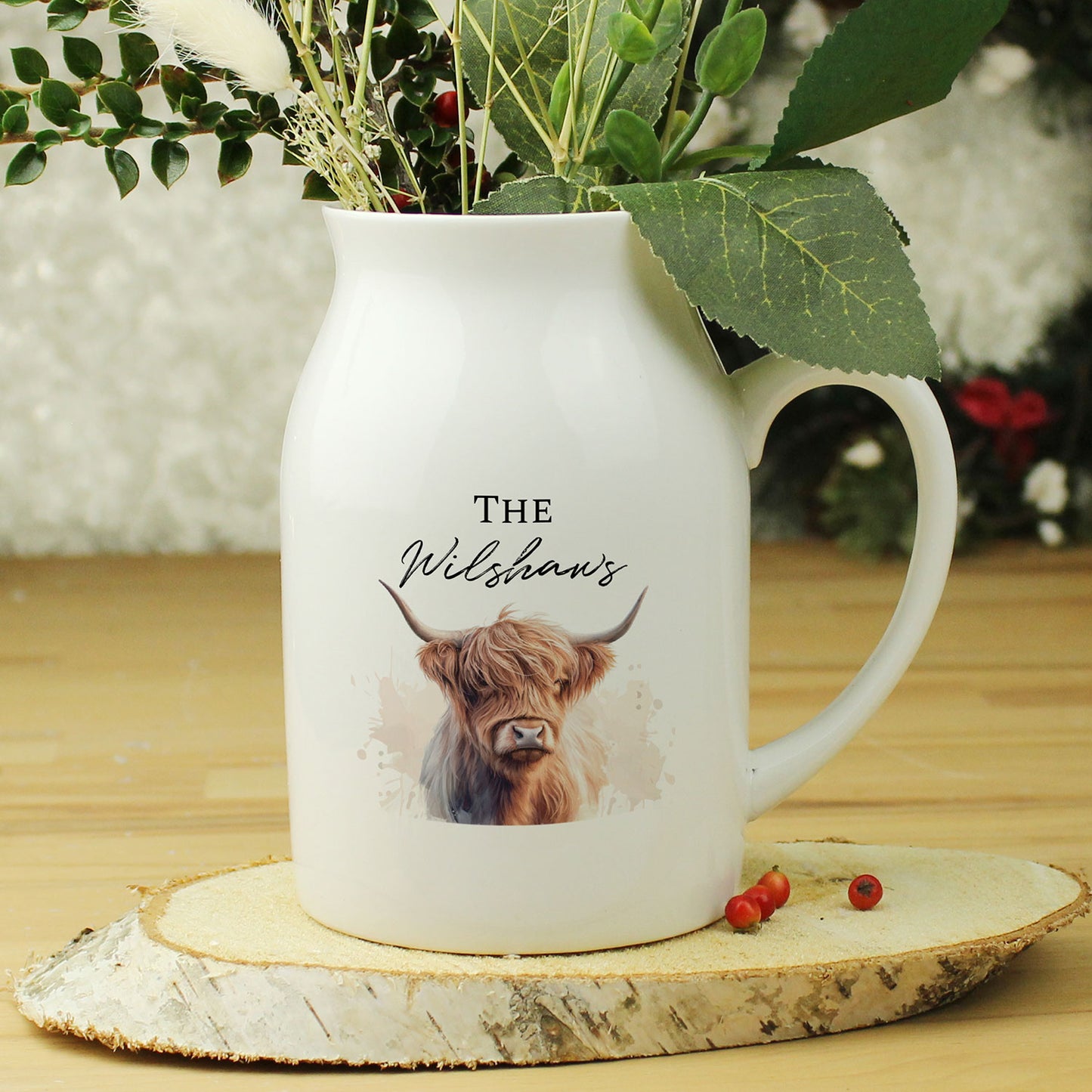 Personalised Highland Cow Jug Vase