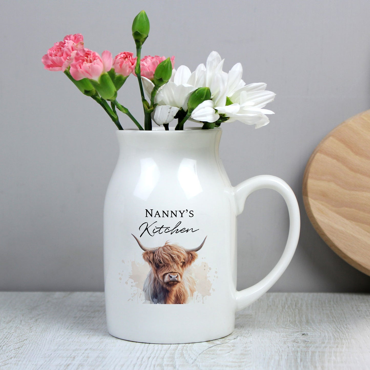 Personalised Highland Cow Jug Vase