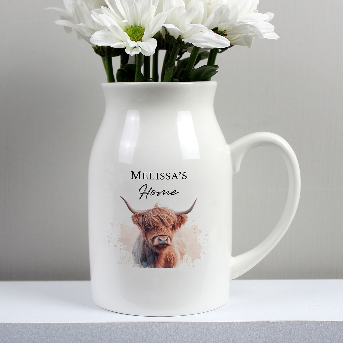 Personalised Highland Cow Jug Vase