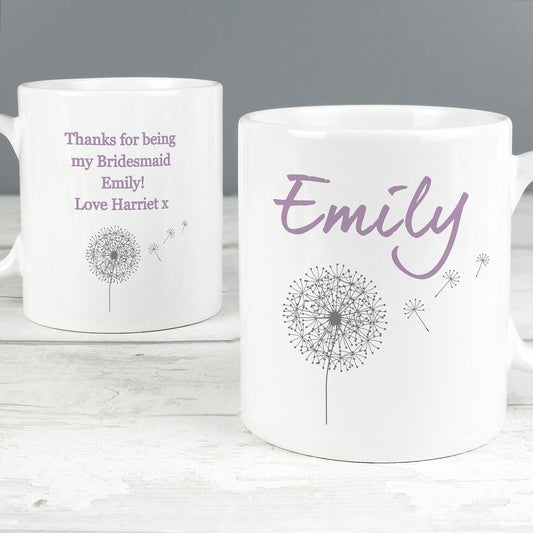 Personalised Lilac Dandelion Mug